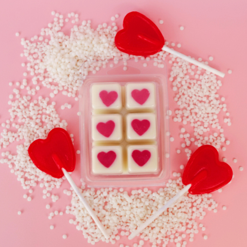 Wax melt artesanal de cera de soja con aroma a piruleta de Munai Candles