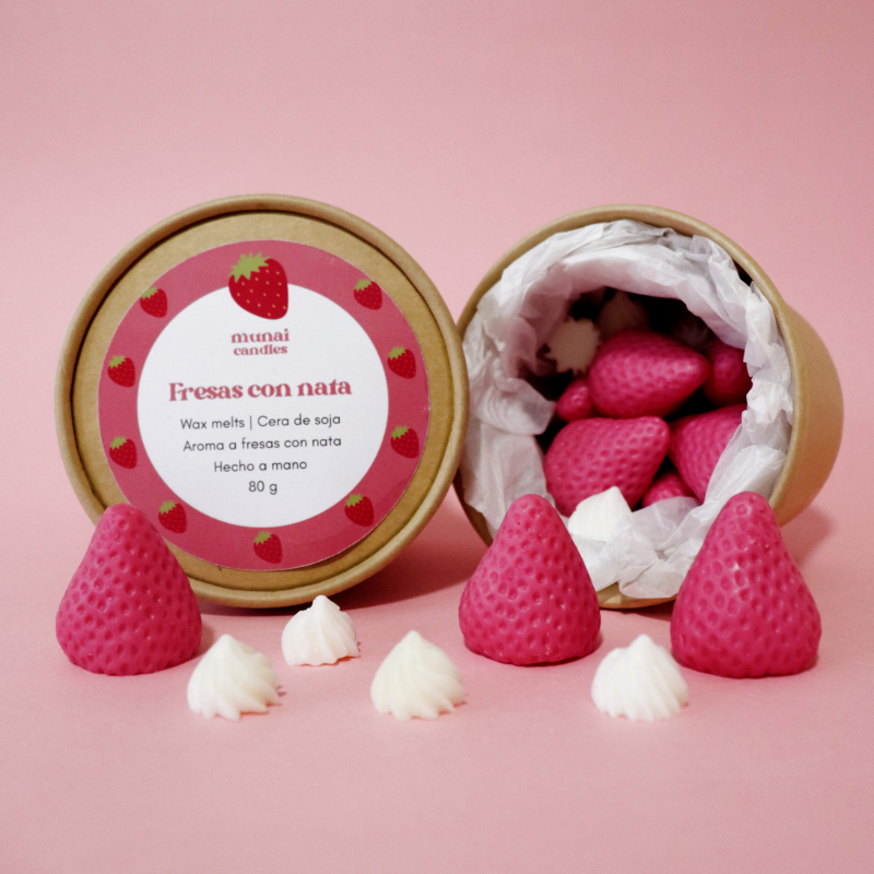 Wax melts con aroma a fresas con nata Munai Candles