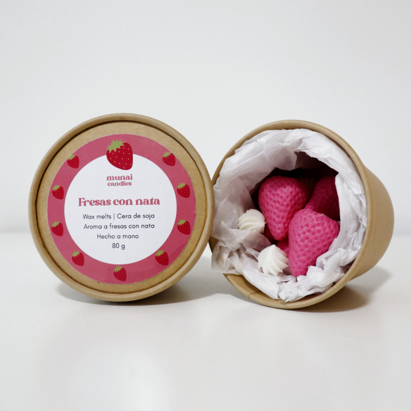 Wax melts con aroma a fresas con nata Munai Candles